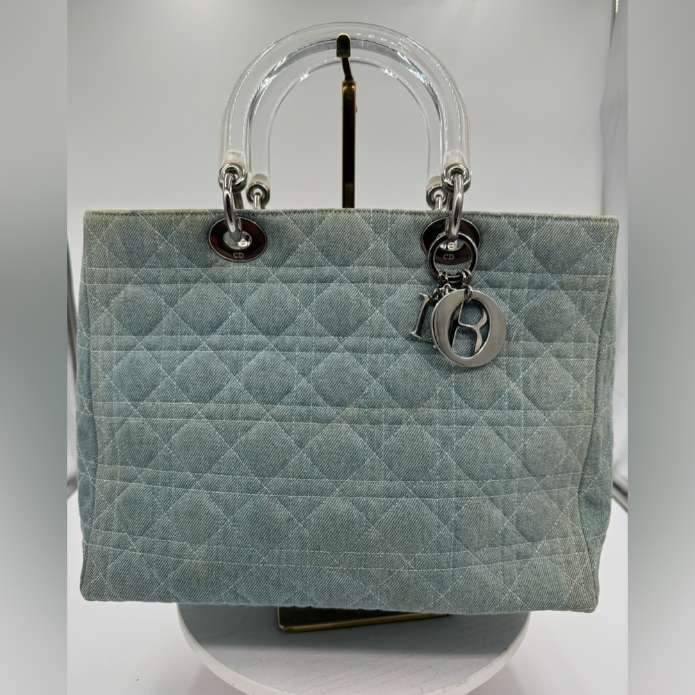 DIOR Lady Dior Cannage Denim Handbag with COA